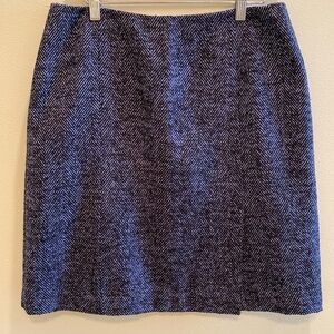 Carlisle Wool Silk Lilac Black Herringbone Tweed Vented Lined Skirt Made in HK 8